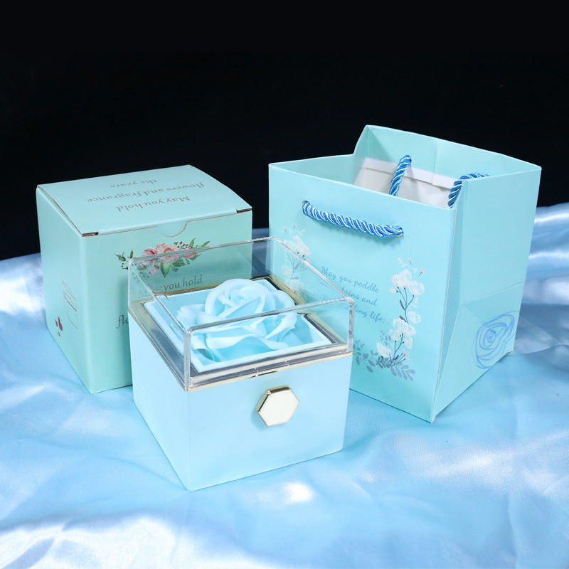 Rotating Soap Flower Rose Gift Box Creative Rotating Rose Jewelry Packaging Box Valentine'S Day Gift for Women