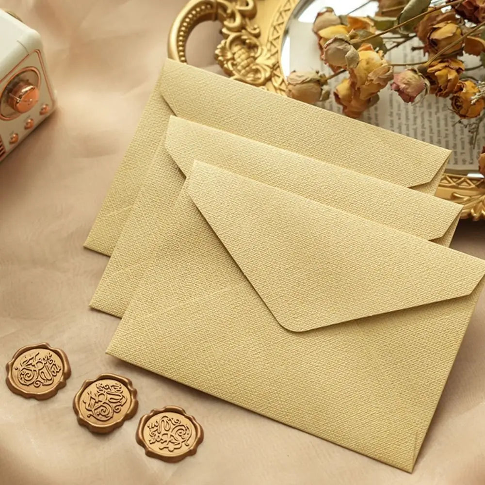3Pc Linen Envelope Letter Set Love Letter Lacquer Envelope Cowhide Special Paper Invitation Postcard Thicken Envelope Stationery