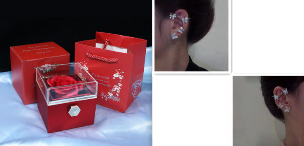 Rotating Soap Flower Rose Gift Box Creative Rotating Rose Jewelry Packaging Box Valentine'S Day Gift for Women