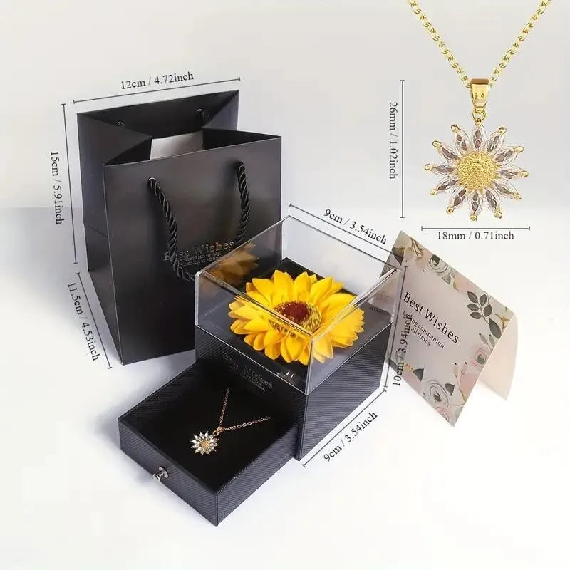 Sunflower Necklace Gift Box, Mother'S Day, Nurses' Day, Thanksgiving, Christmas, Fall Gifts, Anniversaries, Graduation Gifts