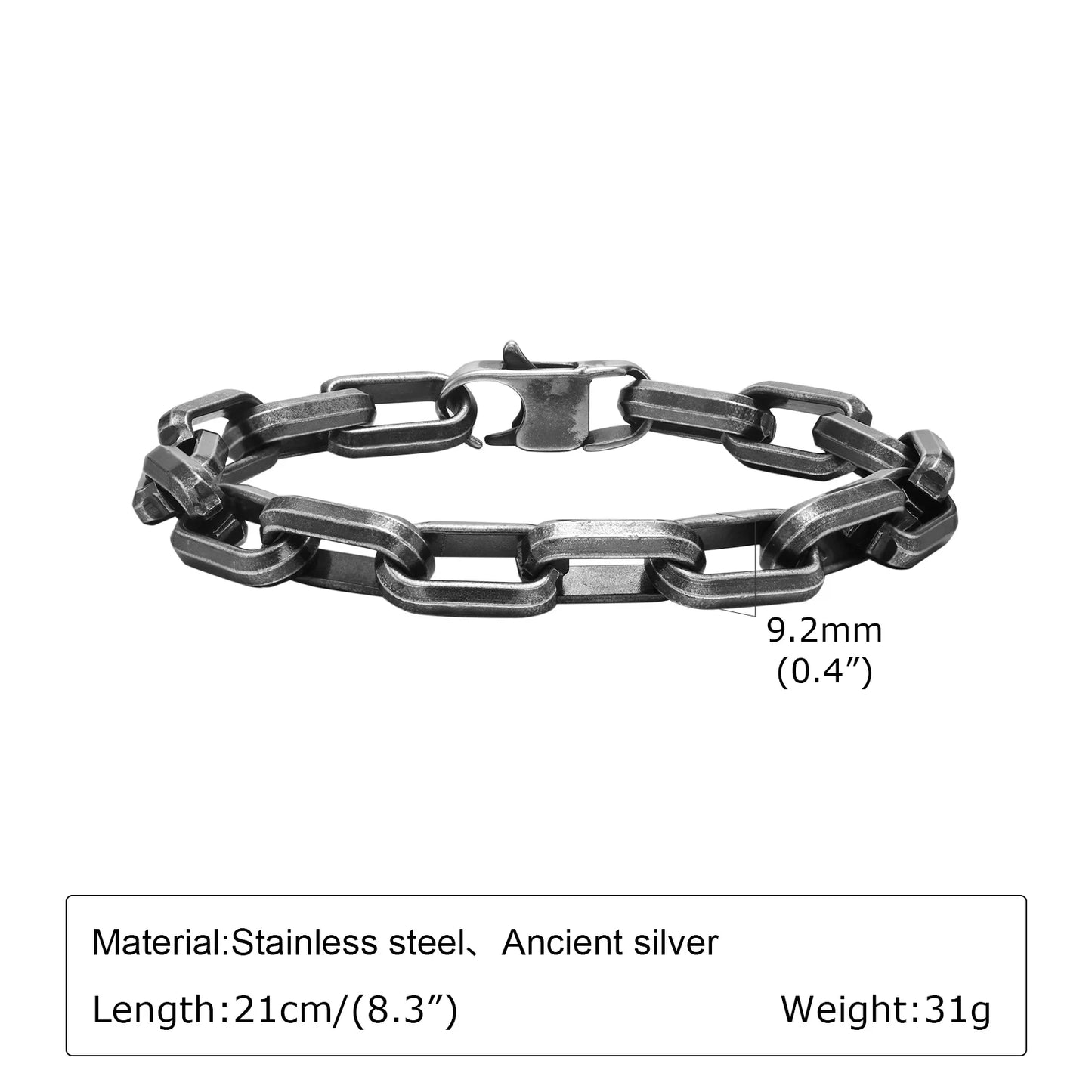 Vintage Chain Bracelets for Men Boys,Byzantine Stainless Steel Braided Link Wristband,Retro Jewelry Birthday Father Gifts