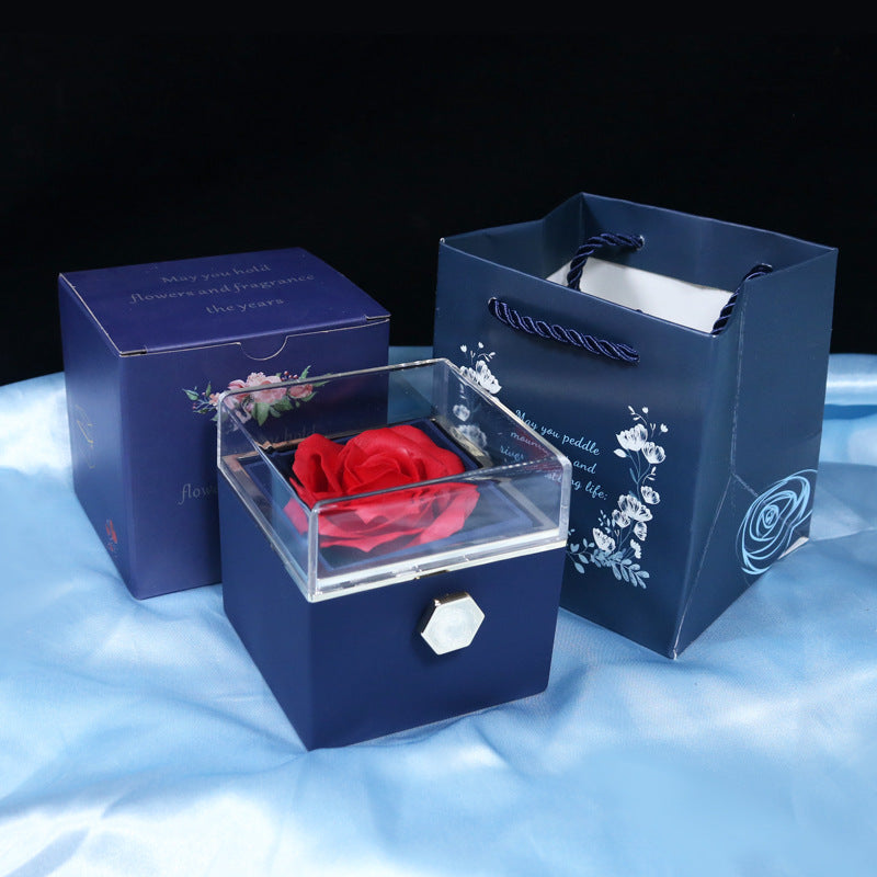 Rotating Soap Flower Rose Gift Box Creative Rotating Rose Jewelry Packaging Box Valentine'S Day Gift for Women