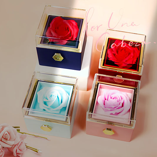 Rotating Soap Flower Rose Gift Box Creative Rotating Rose Jewelry Packaging Box Valentine'S Day Gift for Women