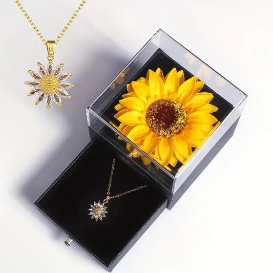 Sunflower Necklace Gift Box, Mother'S Day, Nurses' Day, Thanksgiving, Christmas, Fall Gifts, Anniversaries, Graduation Gifts
